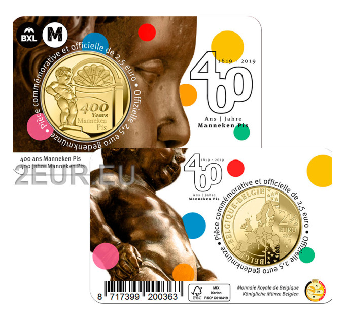 Belgium 2,5 euro BU 2019 - 400 years old manneken pis - FR
