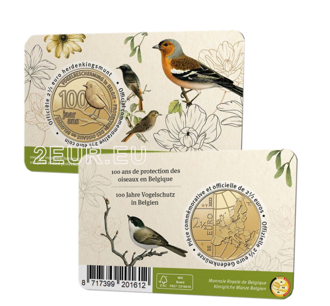 Belgium 2,5 euro BU 2022 - 100 Years of Bird Protection in Belgium - NL