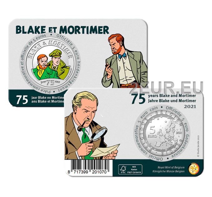 Belgium 5 euro BU 2021 - 75 years of Blake and Mortimer - color
