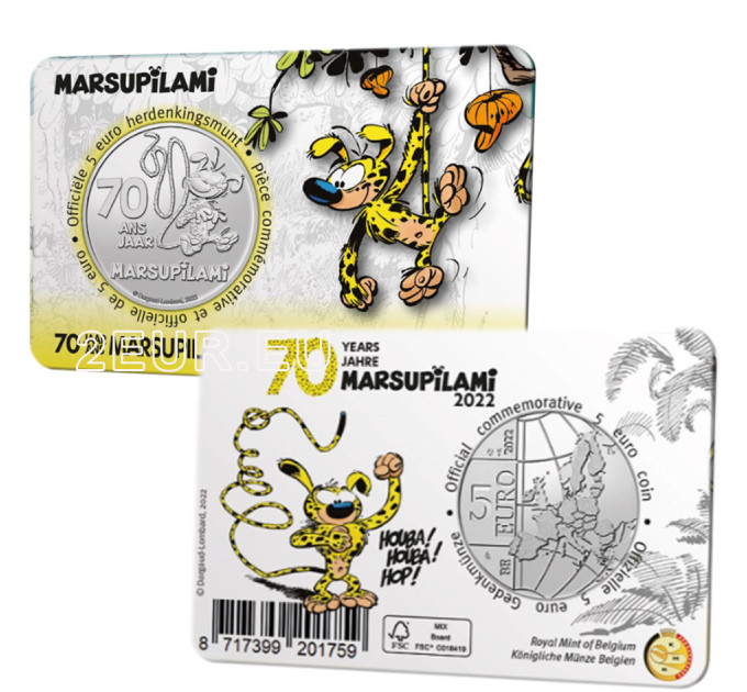 Belgium 5 euro BU 2022 - 70 years of Marsupilami - Relief