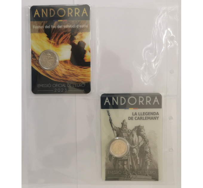 SHEET FOR 2 EURO COINS - ANDORRA AND SAN MARINO