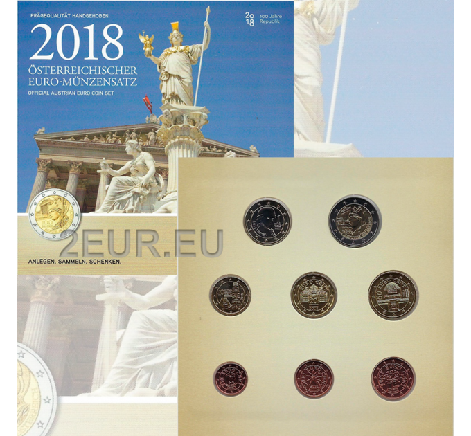 Austria Euro coin set BU 2018 - 100th Anniversary of the Republic of Austria