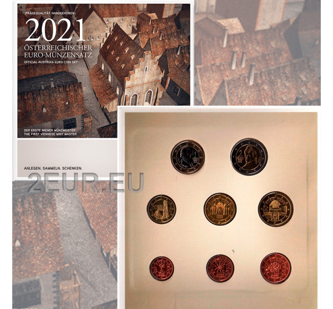 Austria Euro coin set BU 2021 - The First Viennese Mint