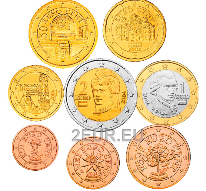 Austria Euro coin set UNC 2004