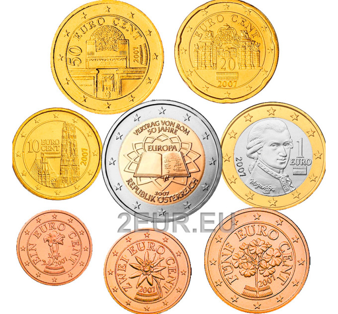 Austria Euro coin set UNC 2007