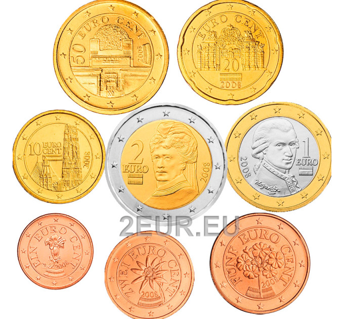 Austria Euro coin set UNC 2008