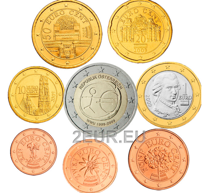 Austria Euro coin set UNC 2009