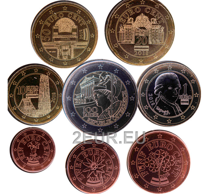Austria Euro coin set UNC 2018