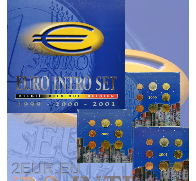 Belgium euro set BU 1999 -2000 - 2001 -  Euro Intro