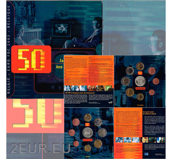 Belgium euro set BU 2003 - 50 years Belgian TV