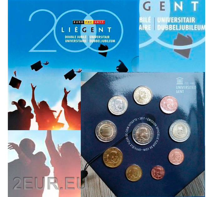 Belgium euro set BU 2017 - 200 Years Universities of Ghent and Liège