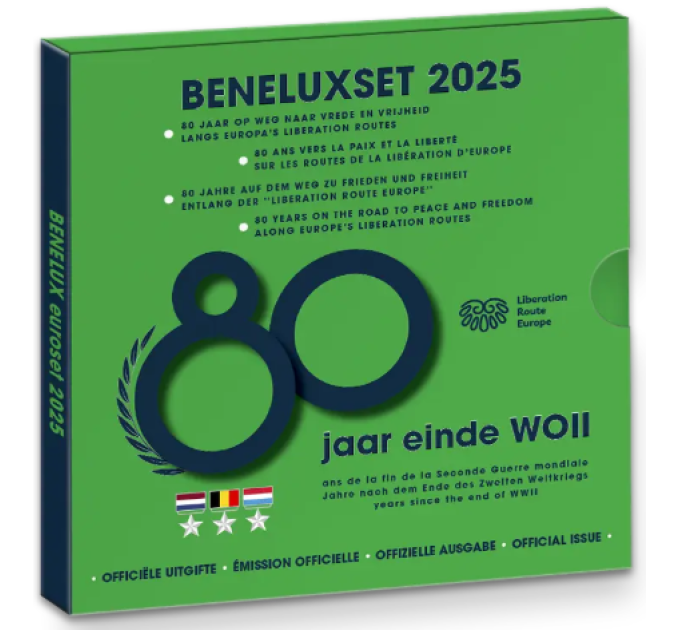 BENELUX euro set BU 2025 - 80 years on the path to peace and freedom on the path to liberation of Europe