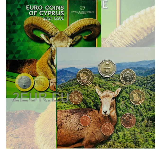 Cyprus euro set BU 2021 - Mouflon