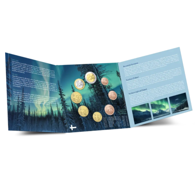 Finland euro set BU 2025 - The northern lights in Finland