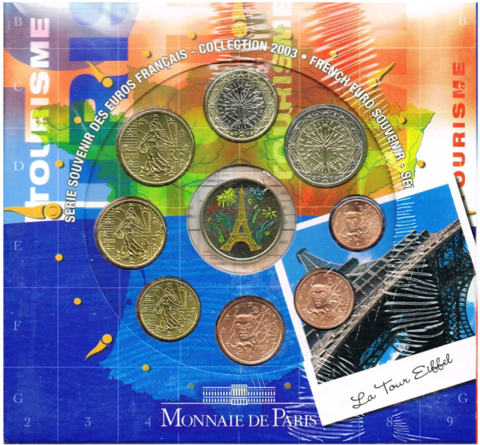 France BU set 2003 - Euro coin set - Souvenir BU-Set Eiffel Tower
