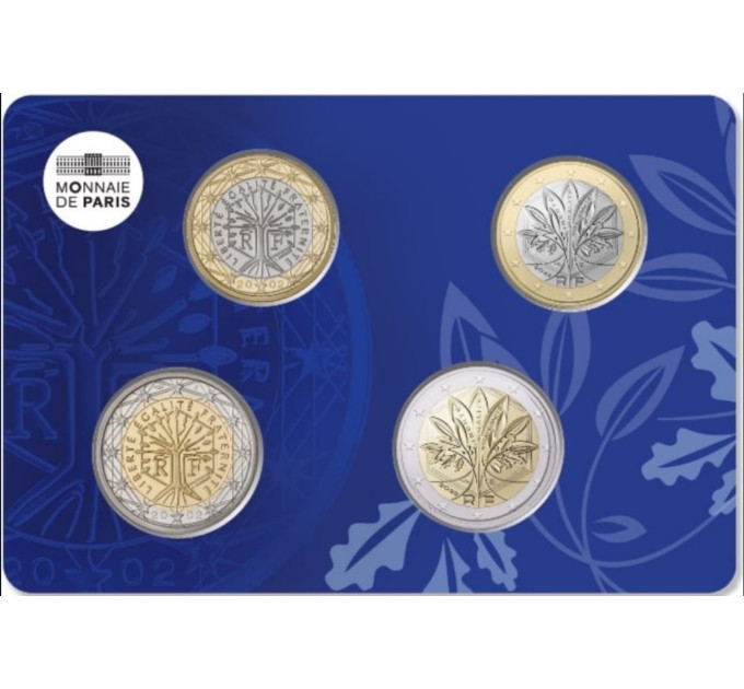 France BU set 2022 - Euro coin set - Quadriptych - 1 and 2 Euro