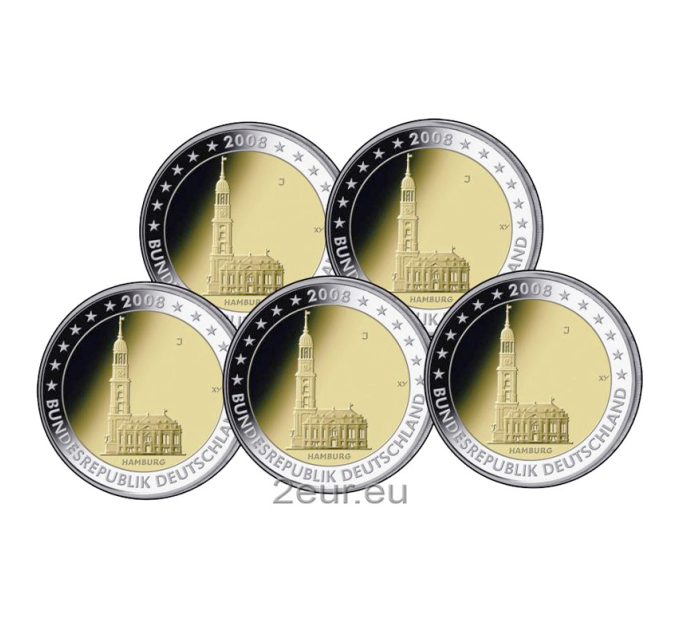 Germany 2 euro UNC 2008 - Hamburg - St. Michaelis Church - ADFGJ