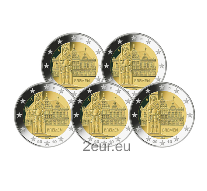 Germany 2 euro UNC 2010 - Bremen - City Hall and Roland - ADFGJ
