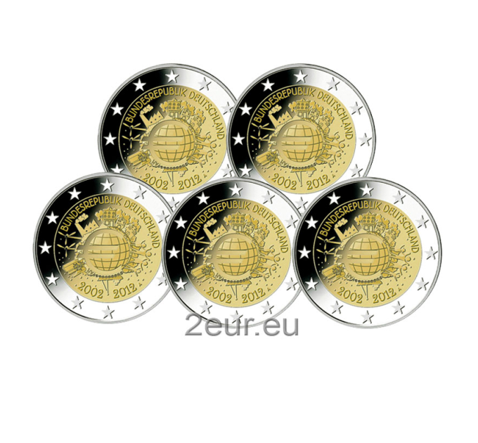 Germany 2 euro UNC 2012 - 10 Years of Euro Cash - ADFGJ