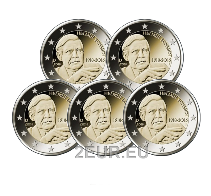 Germany 2 euro UNC 2018 - 100th Birthday of Helmut Schmidt - ADFGJ
