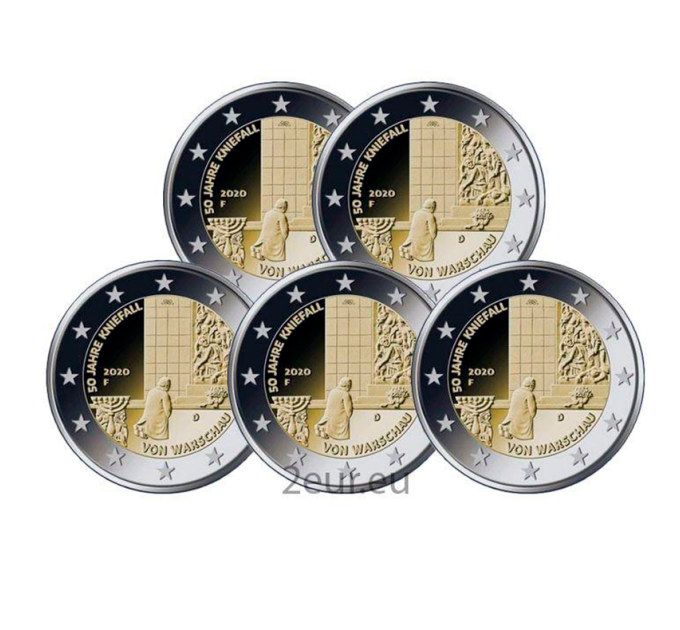 Germany 2 euro UNC 2020 - 50th Anniversary of the Warsaw Kneeling - Warsaw Kneeling - ADFGJ