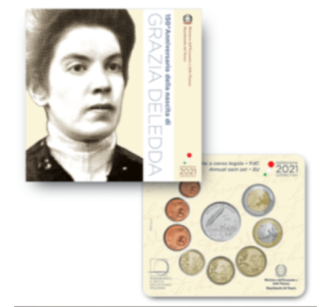 Italy 2021 - Euro Set BU + silver - Grazia Deledda