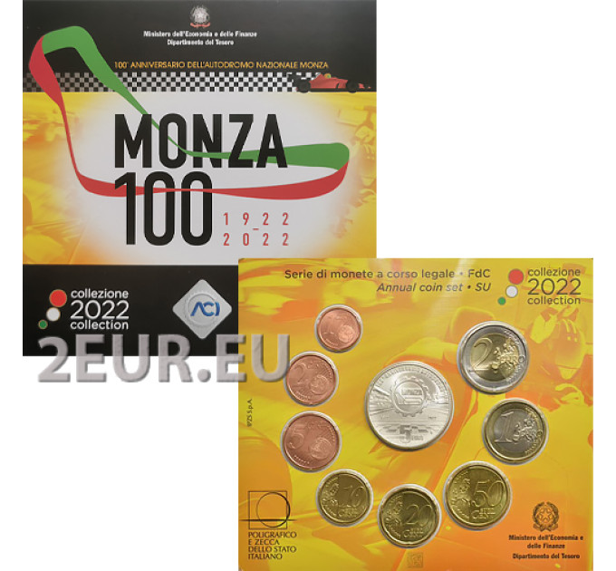 Italy 2022 - Euro Set BU + silver - 100th Anniversary of the Autodromo Nazionale di Monza