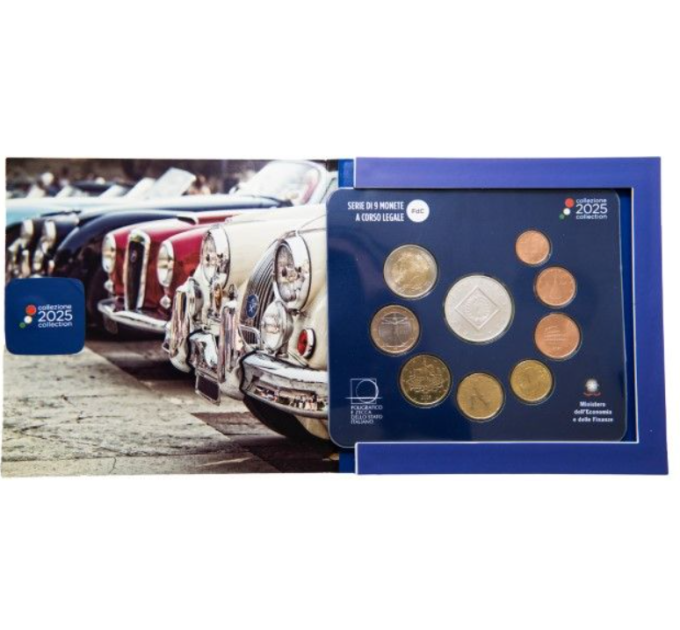 Italy Euro set BU + 5 euro silver coin 2025 - 120th Anniversary of the Automobile Club