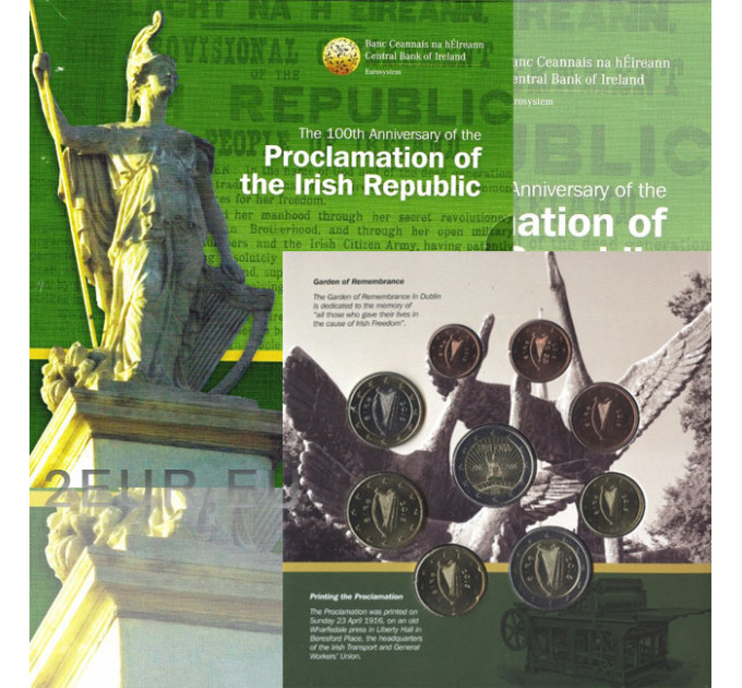 Ireland euro set BU 2016 - Proclamation of the Irish Republic - 100 years since the 1916 Easter Rising in Ireland