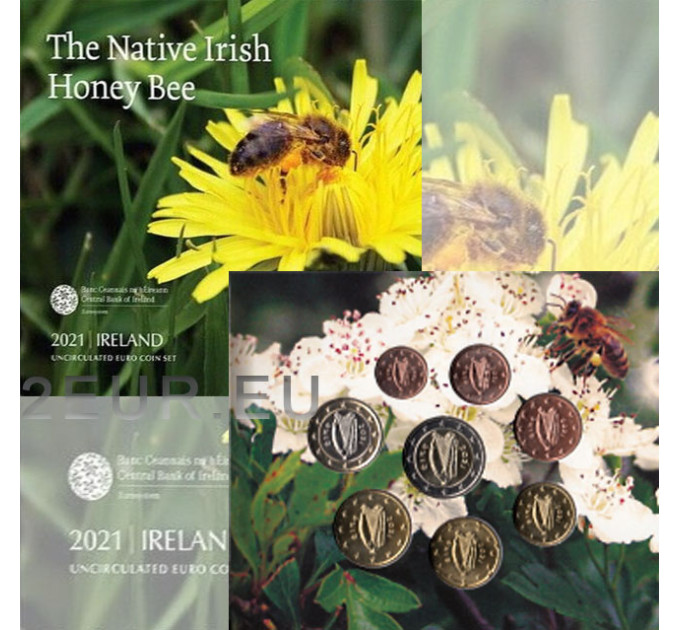 Ireland euro set BU 2021 - The Native Irish honey bee