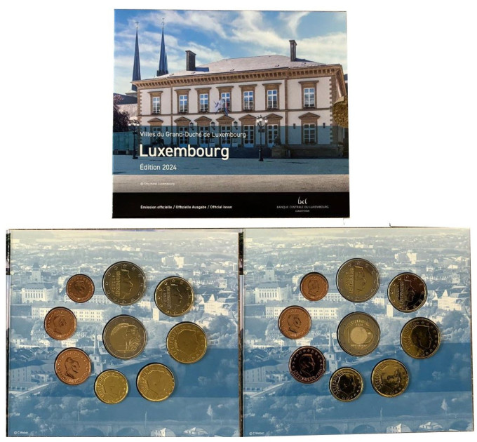 Luxembourg euro set BU 2024 - City of Luxembourg - 2 Euro Feierstëppler + Grand Duke Guillaume II
