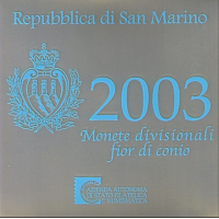 San Marino Euro komplekt BU + 5 euro hõbemünt 2003
