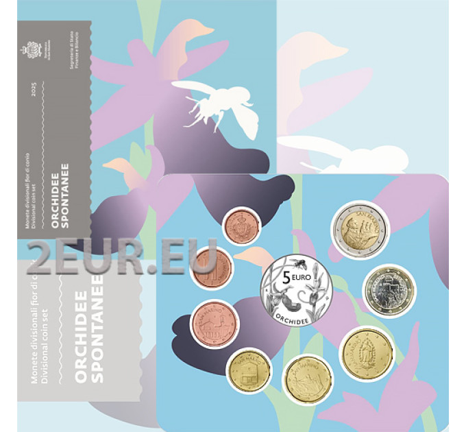 San Marino Euro set BU + 5 euro silver coin 2025