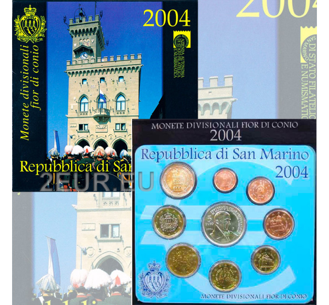 San Marino Euro set BU + 5 euro silver coin 2004