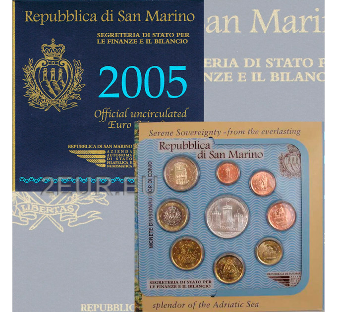 San Marino Euro set BU + 5 euro silver coin 2005