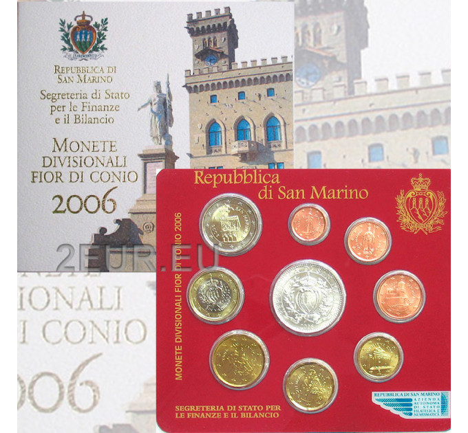 San Marino Euro set BU + 5 euro silver coin 2006
