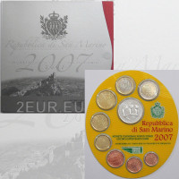 San Marino Euro komplekt BU + 5 euro hõbemünt 2007