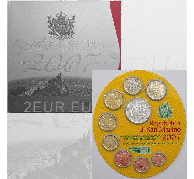 San Marino Euro set BU + 5 euro silver coin 2007