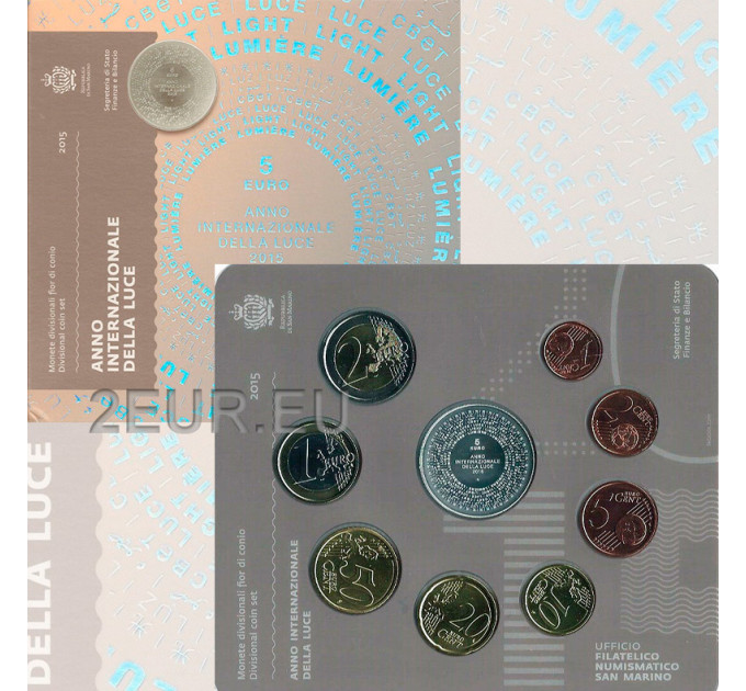 San Marino Euro set BU + 5 euro silver coin 2015