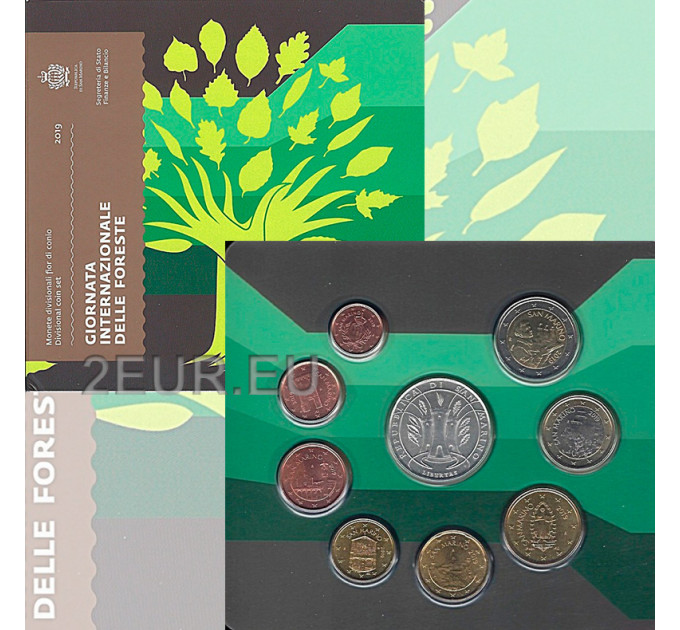 San Marino Euro set BU + 5 euro silver coin 2019