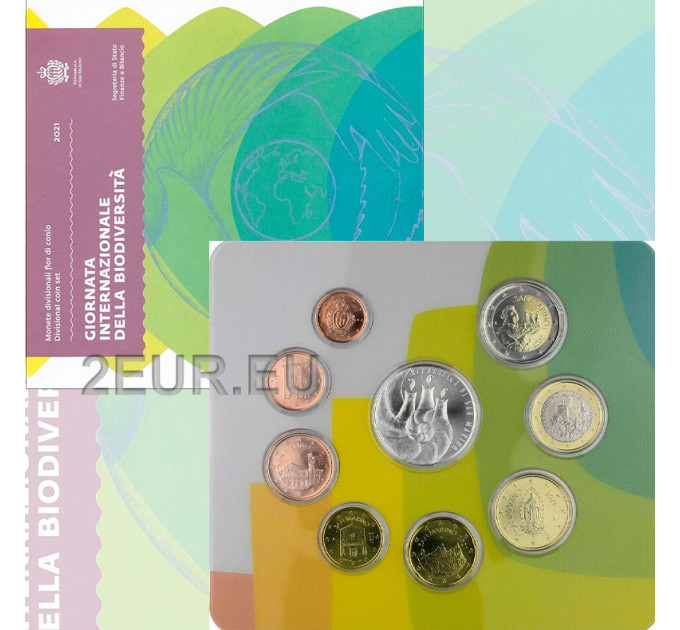 San Marino Euro set BU + 5 euro silver coin 2021