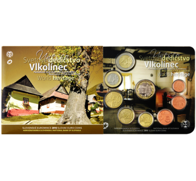 Slovakia Euro coin set BU 2015 - UNESCO in Slovakia - Vlkolínec
