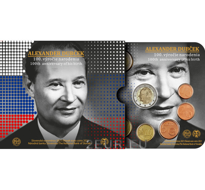 Slovakia Euro coin set BU 2021 - 100 anniversary of the birth Alexander Dubček