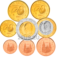 Hispaania Euro komplekt UNC 2001