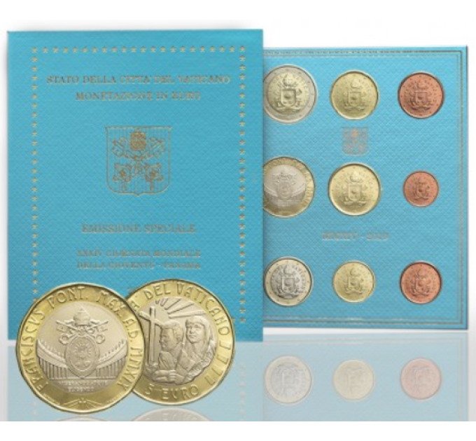 Vatican set BU + 5 EURO 2019 - 34th World Youth Day in Panama