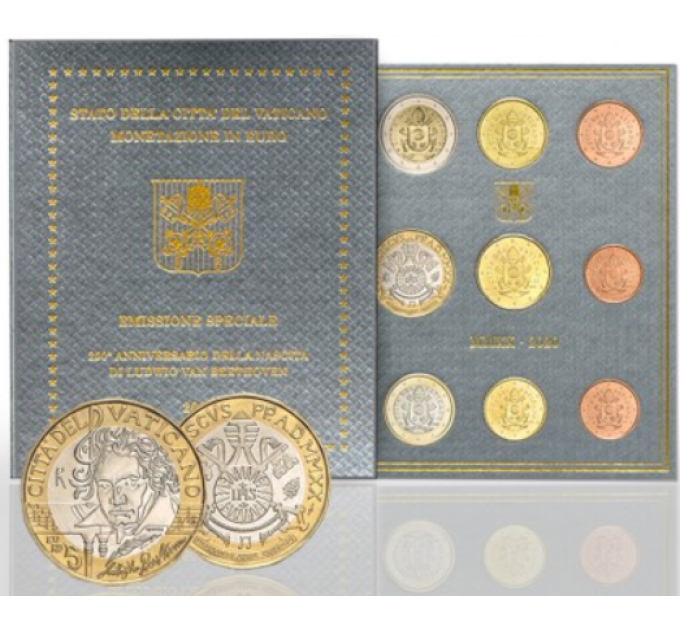 Vatican set BU + 5 EURO 2020 - 250th Anniversary of the Birth of Ludwig van Beethoven