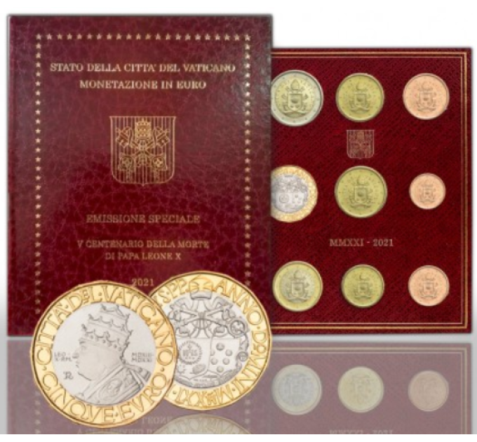 Vatican set BU + 5 EURO 2021 - 500th Anniversary of the Death of Pope Leo X
