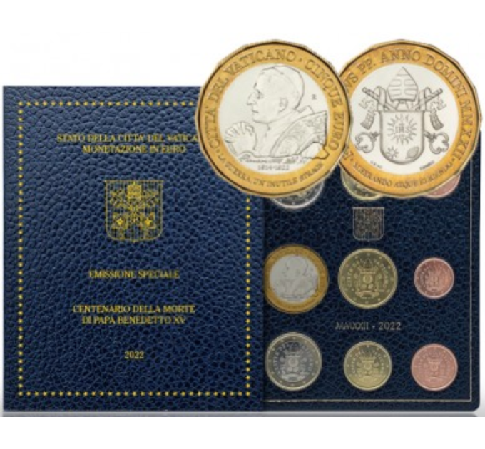 Vatican set BU + 5 EURO 2022 - 100th Anniversary of the Death of Pope Benedict XV