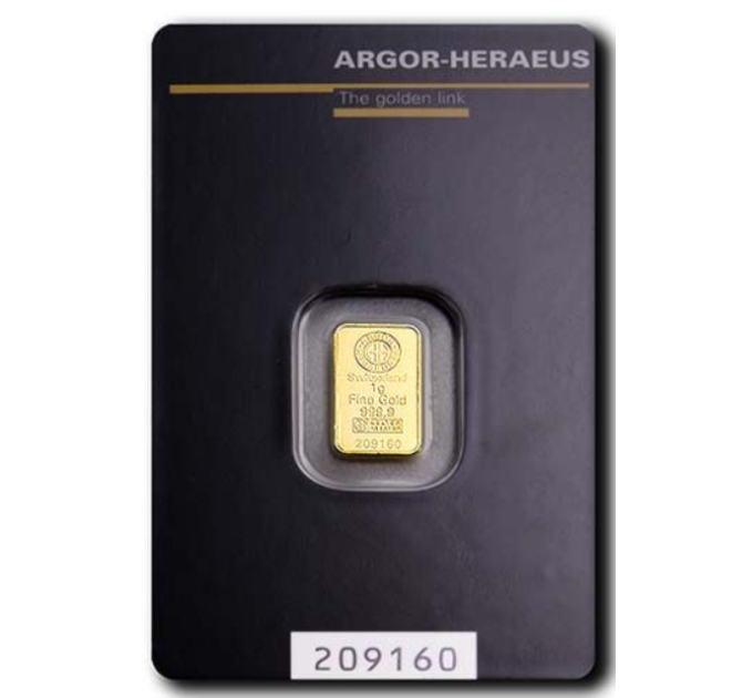 1g Gold Bar Argor Heraeus