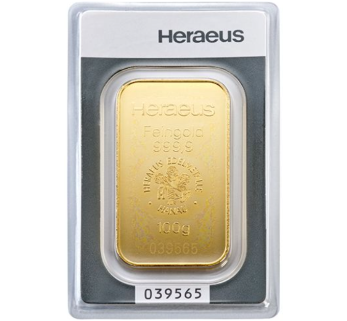 100 g Gold Bar Heraeus